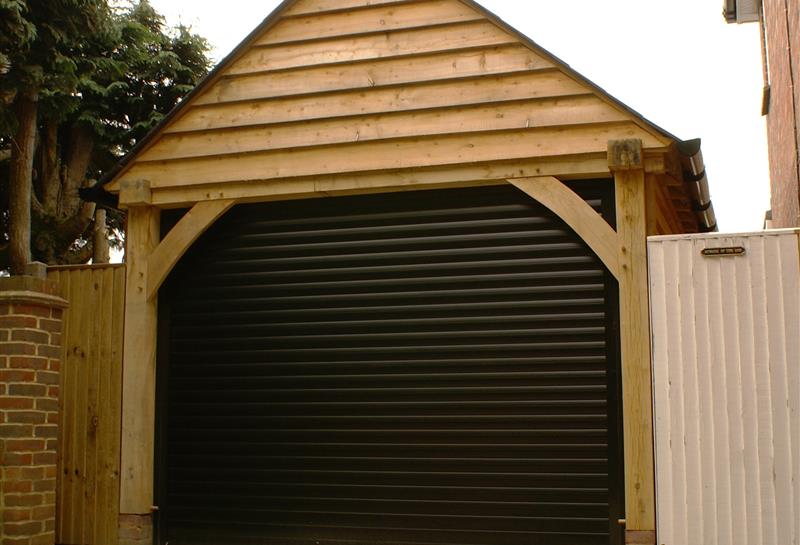 single bay garage front with roller shutter doors